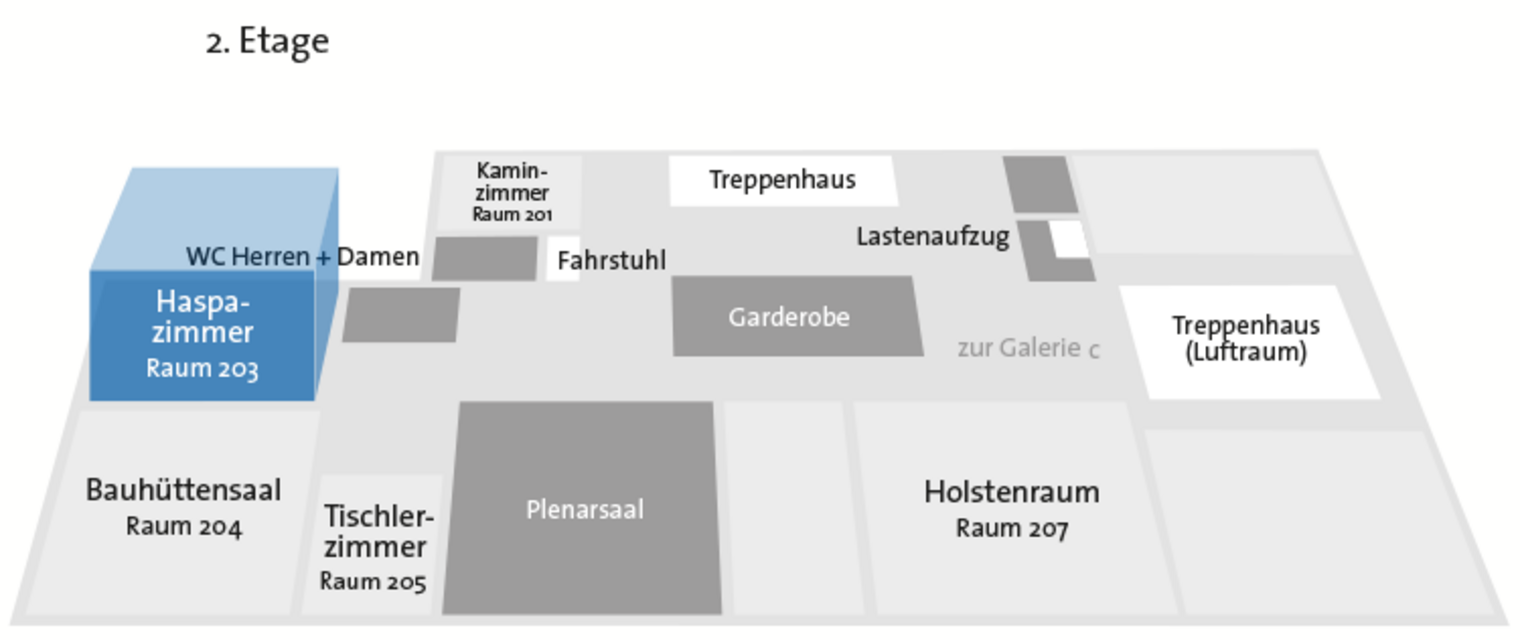 Lageplan Haspazimmer zweites Obergeschoss