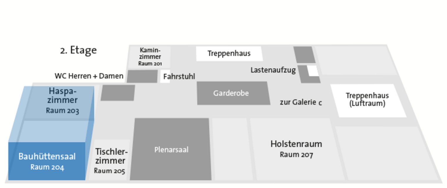 Lageplan Bauhüttensaal zweites Obergeschoss