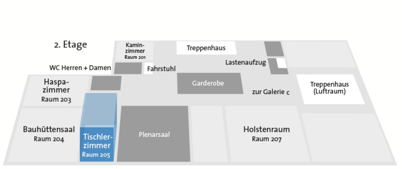 Lageplan Tischlerzimmer zweites Obergeschoss